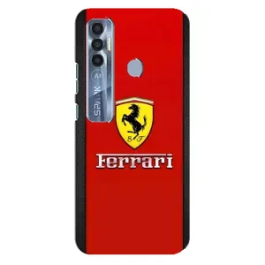 Силиконовый бампер с картинкой машины на TECNO Spark 7 Pro (Ferrari Logo)