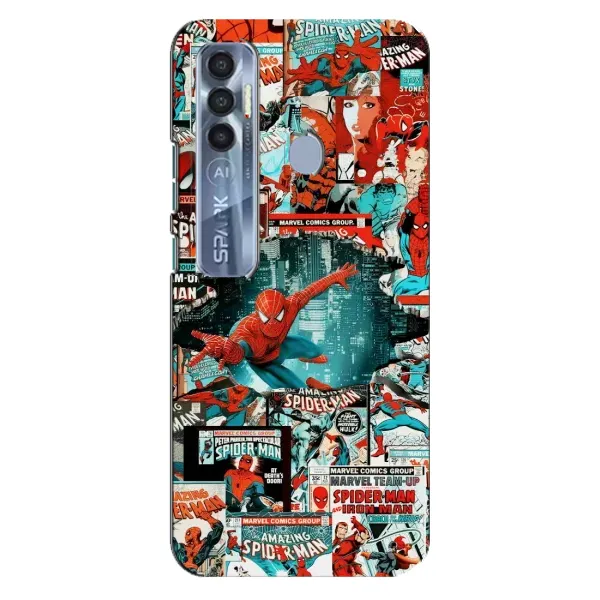 Чехол с рисунком «Комиксы Человек Паук» для TECNO Spark 7 Pro Чехол с рисунком «Комиксы Человек Паук» для TECNO Spark 7 Pro