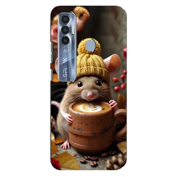 Чехол с рисунком «Мышка с кофе» для TECNO Spark 7 Pro Чехол с рисунком «Мышка с кофе» для TECNO Spark 7 Pro