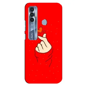 Чехлы (Знак сердечка) на TECNO Spark 7 Pro (Сердце на красном)