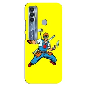 Силиконовый бампер (Работники) на TECNO Spark 7 Pro (Строитель)