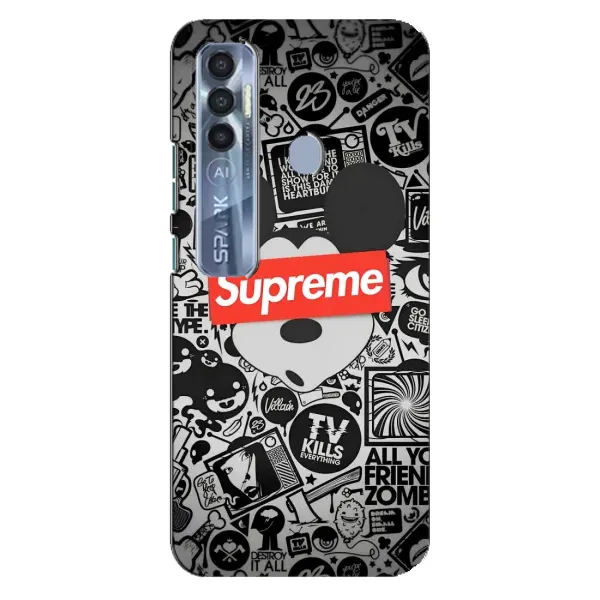 Чехол с рисунком «Supreme Маус» для TECNO Spark 7 Pro Чехол с рисунком «Supreme Маус» для TECNO Spark 7 Pro