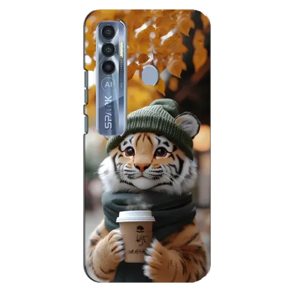 Чехол с рисунком «Тигр с кофе» для TECNO Spark 7 Pro Чехол с рисунком «Тигр с кофе» для TECNO Spark 7 Pro