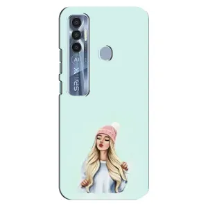 Силиконовый Чехол на TECNO Spark 7 Pro с картинкой Стильных Девушек (В шапке)