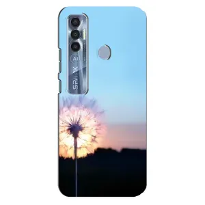 Силиконовый Чехол с одуванчиками на TECNO Spark 7 Pro (Закат с одуванчиком)