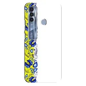 Силіконовый Чохол на TECNO Spark 7 Pro з картинкой Вишиванки (Жовто-біла вишиванка)