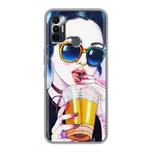 Чохол з картинкою Модні Дівчата TECNO Spark 7P (Дівчина з коктейлем)