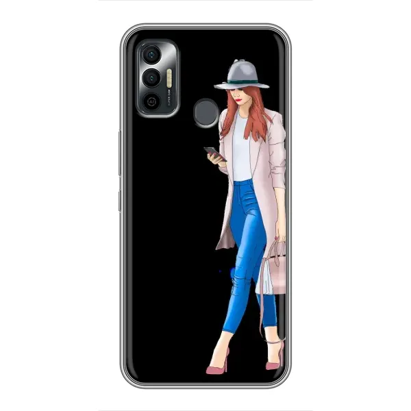 Чехол с рисунком «Девушка со смартфоном» для TECNO Spark 7P Чехол с рисунком «Девушка со смартфоном» для TECNO Spark 7P