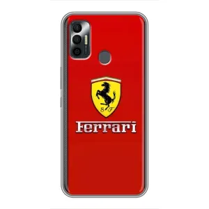 Силиконовый бампер с картинкой машины на TECNO Spark 7P (Ferrari Logo)