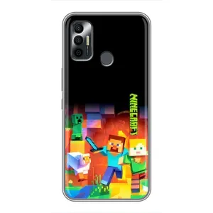Чехлы для TECNO Spark 7P (Персонажи Майн Крафт) (Герой Майнкрафт)