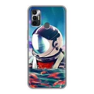 Силиконовый Чехол с принтом "Космонавты" на TECNO Spark 7P (Космонавт в воде)