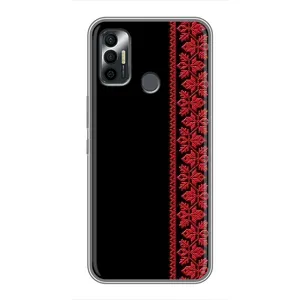 Силіконовый Чохол на TECNO Spark 7P (Червона вишиванка)
