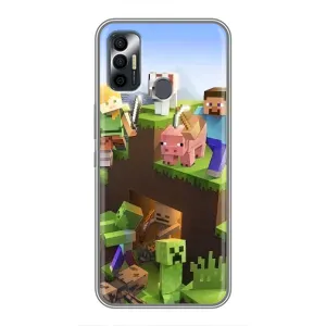 Чехлы для TECNO Spark 7P (Персонажи Майн Крафт) (Майн-крафт)
