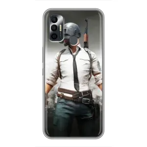 Силиконовый чехол с картинкой "Герой Pubg" на TECNO Spark 7P (Пабг)