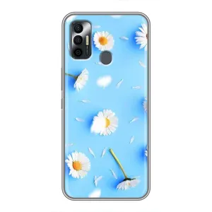Чехол с Цветами для TECNO Spark 7P (ромашки на голубом)