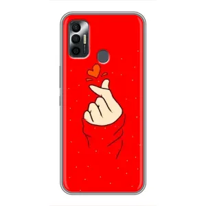 Чохол (Знак сердечка) для TECNO Spark 7P (Сердечко на червоному)