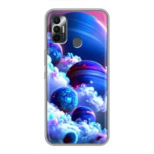 Чехлы КОСМОС для TECNO Spark 7P (Синие планеты)