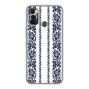 Силіконовый Чохол на TECNO Spark 7P з картинкой Вишиванки (Синя вишиванка)