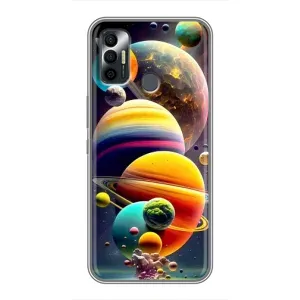 Чехол (ТПУ) с планетами на TECNO Spark 7P (Солнечна система)
