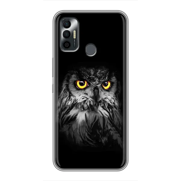 Чехол с рисунком «Сова на чёрном» для TECNO Spark 7P Чехол с рисунком «Сова на чёрном» для TECNO Spark 7P