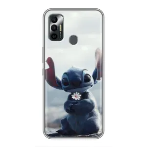 Чехол с рисунком Стич для TECNO Spark 7P (Стич с цветочком)