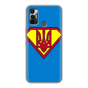 Чохол з картинкою (Патріотичний ГЕРБ) на TECNO Spark 7P (Герб - супер герой)