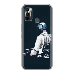 Силиконовый чехол с картинкой "Герой Pubg" на TECNO Spark 7P (В экиперовке)