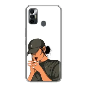 Силіконовый Чохол на TECNO Spark 7P з картинкой Модных девушек (У зеленому)