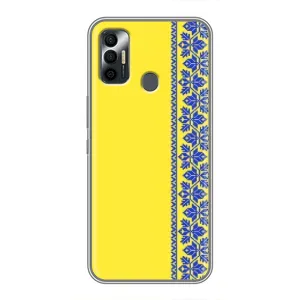 Силіконовый Чохол на TECNO Spark 7P (Вишиванка на жовтому фоні)