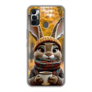 Друкований чохол 'Звірята з кавою' для TECNO Spark 7P (Зайчик з кавою)