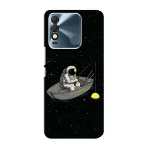 Силиконовый Чехол с принтом "Космонавты" на TECNO Spark 8 (Космонавт на рыбалке)