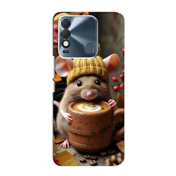 Чехол с рисунком «Мышка с кофе» для TECNO Spark 8 Чехол с рисунком «Мышка с кофе» для TECNO Spark 8