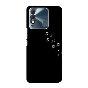 Чехол с картинками на черном фоне для TECNO Spark 8 (Ноты)