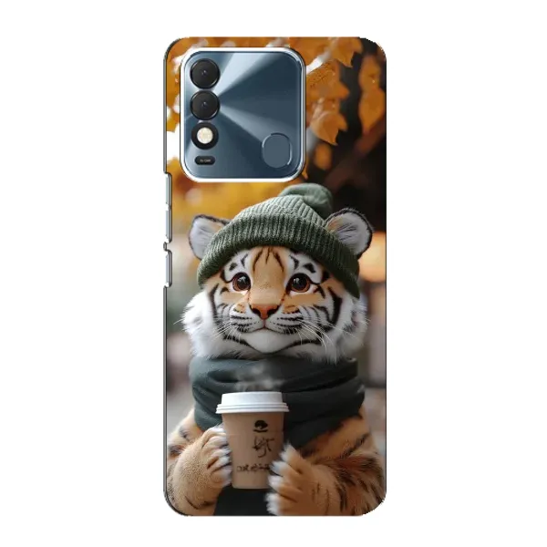Чехол с рисунком «Тигр с кофе» для TECNO Spark 8 Чехол с рисунком «Тигр с кофе» для TECNO Spark 8