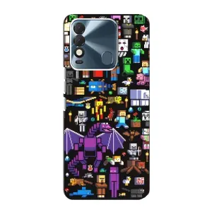 Чехол майнкрафт для TECNO Spark 8 (Все персонажи)