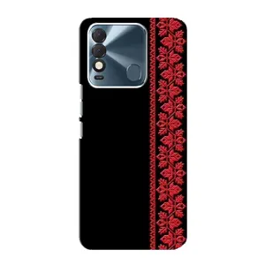 Силиконовый Чехол на TECNO Spark 8 с картинкой Вышиванки (Вышиванка на черном)