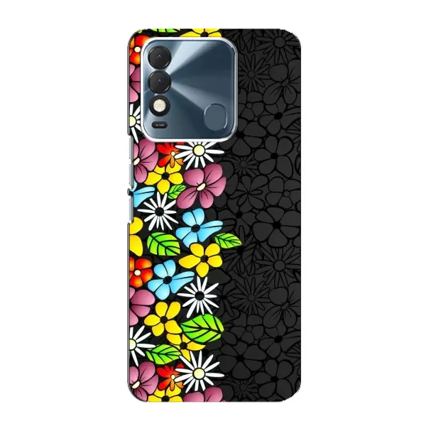 Чехол с рисунком «Яркие цветы на черном» для TECNO Spark 8 Чехол с рисунком «Яркие цветы на черном» для TECNO Spark 8
