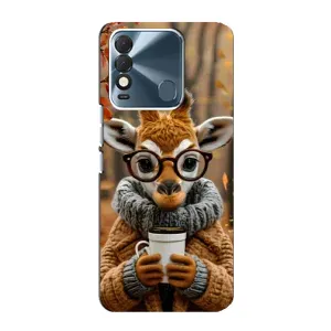 Печатный чехол «Зверята с кофе» для TECNO Spark 8 (Жираф с кофе)