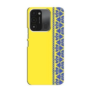 Силіконовый Чохол на TECNO Spark 8C (Вишиванка на жовтому фоні)