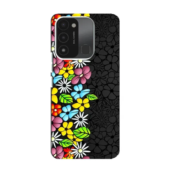 Чехол с рисунком «Яркие цветы на черном» для TECNO Spark 8C Чехол с рисунком «Яркие цветы на черном» для TECNO Spark 8C