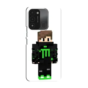 Чехлы для TECNO Spark 8C (Персонажи Майн Крафт) (Зеленый мальчик)