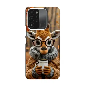 Печатный чехол «Зверята с кофе» для TECNO Spark 8C (Жираф с кофе)