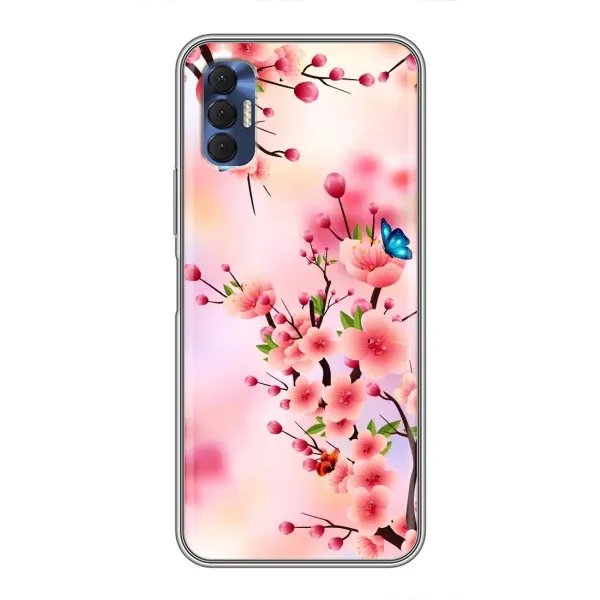 Чехол с рисунком «Бабочки на сакуре» для TECNO Spark 8P