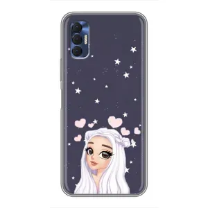 Чехол Стильные девушки на TECNO Spark 8P (Девушка и сердечки)