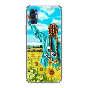 Чехол Стильные девушки на TECNO Spark 8P (Девушка на поле)