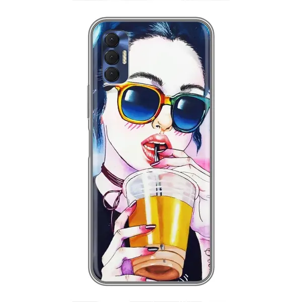 Чехол с рисунком «Девушка с коктейлем» для TECNO Spark 8P