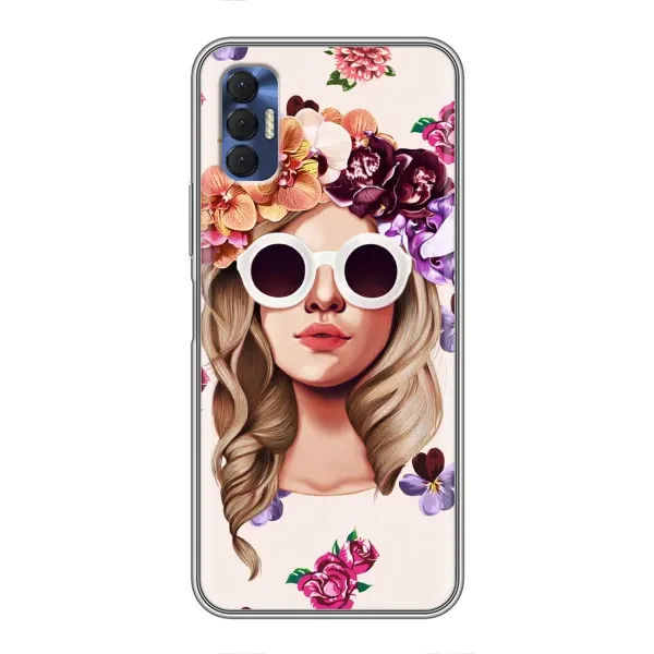 Чехол с рисунком «Девушка в очках» для TECNO Spark 8P