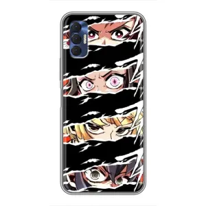 Силіконові чохлі з очіма Anime для Техно Спарк 8р (Очі на чорному)