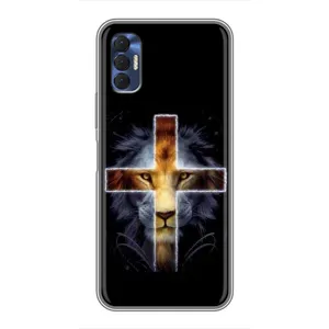 Чехлы для Техно Спарк 8р (Крест Иисуса) (Иисус Лев)