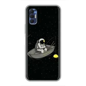 Силіконовый Чохол з принтом "Космонавти" на TECNO Spark 8P (Космонавт на рибалці)